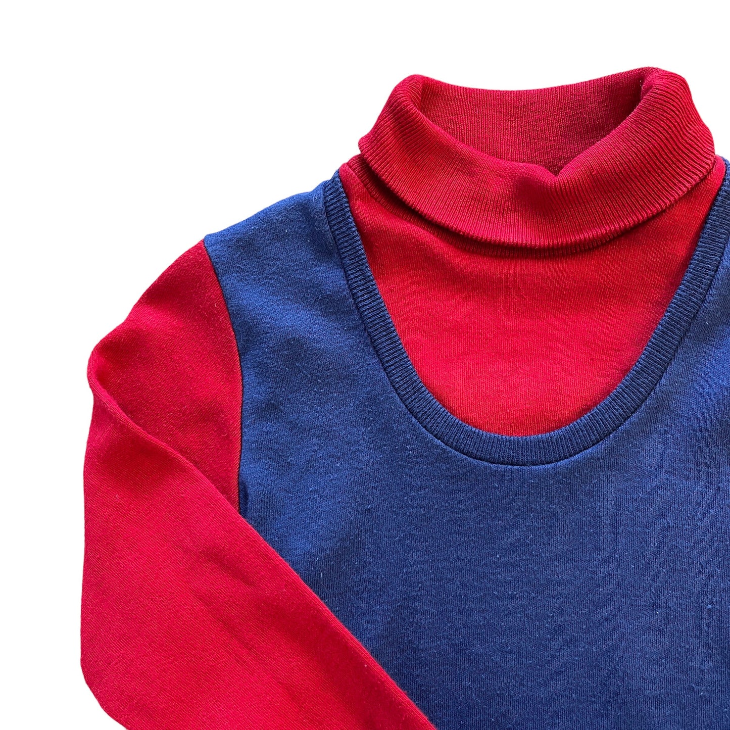 Vintage 70's Red /Blue Toddler Turtle Neck /  2-3Y