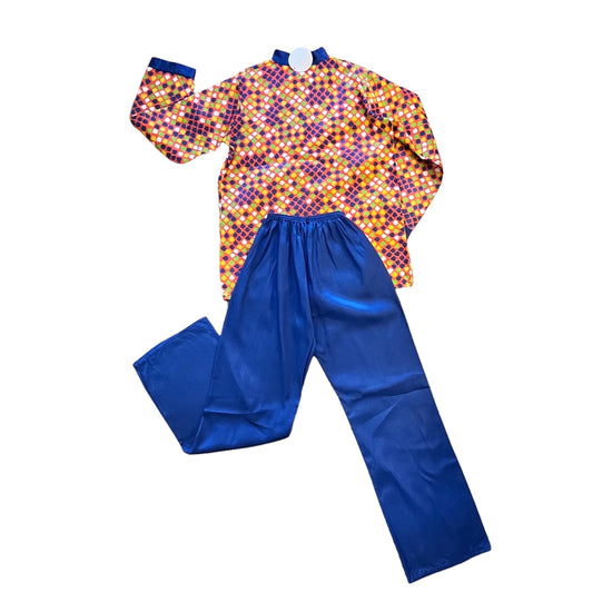 Load image into Gallery viewer, Vintage 1960s Red / Blue  Silky Lounge-wear Set French Made 12-14 Years
