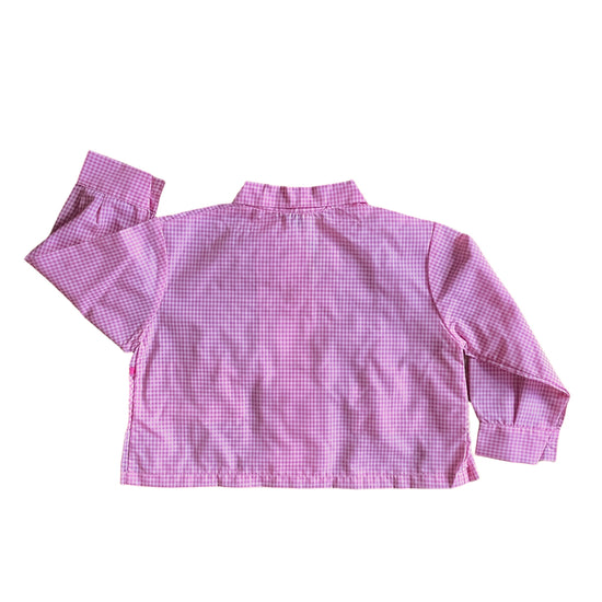 1960s Pink Gingham Baby / Toddler Apron / Blouse 3-4Y