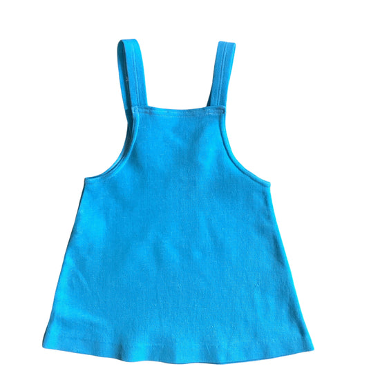 Vintage 70s Blue Pinafore Dress  Size 18-24M