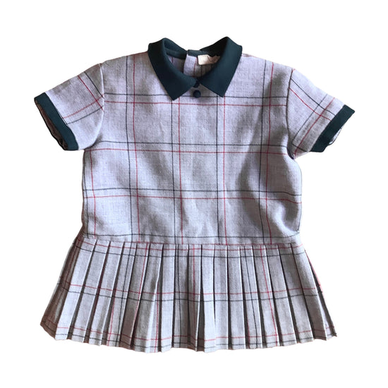 Vintage 60's  Grey / Green Check Dress  / 18-24 Months