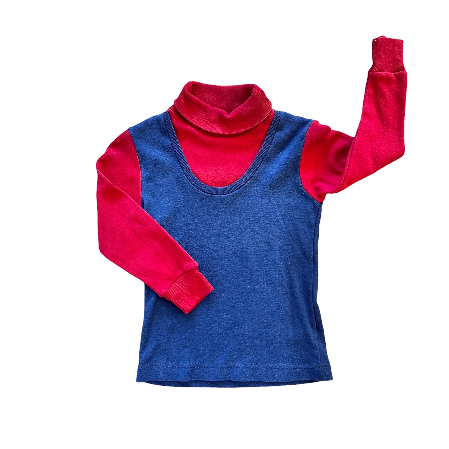 Vintage 70's Red /Blue Toddler Turtle Neck /  2-3Y