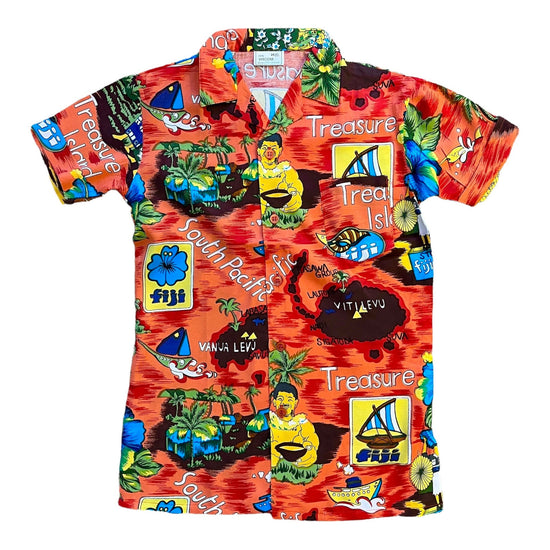 Vintage 70's Children Red Resort / Hawaiian Shirt 8-10Y