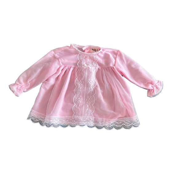 Vintage 1960's PERIDOT Pink Sheer / Ruffle  Dress / 6-9M