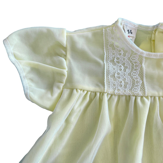 Vintage 1960's PERIDOT Yellow Sheer / Ruffle  Dress / 6-9M