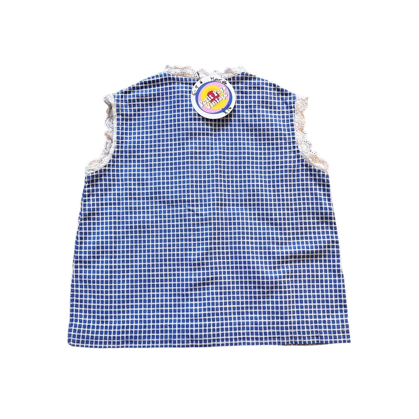 Vintage 1960's Blue Check Mod Dress / 6-9M