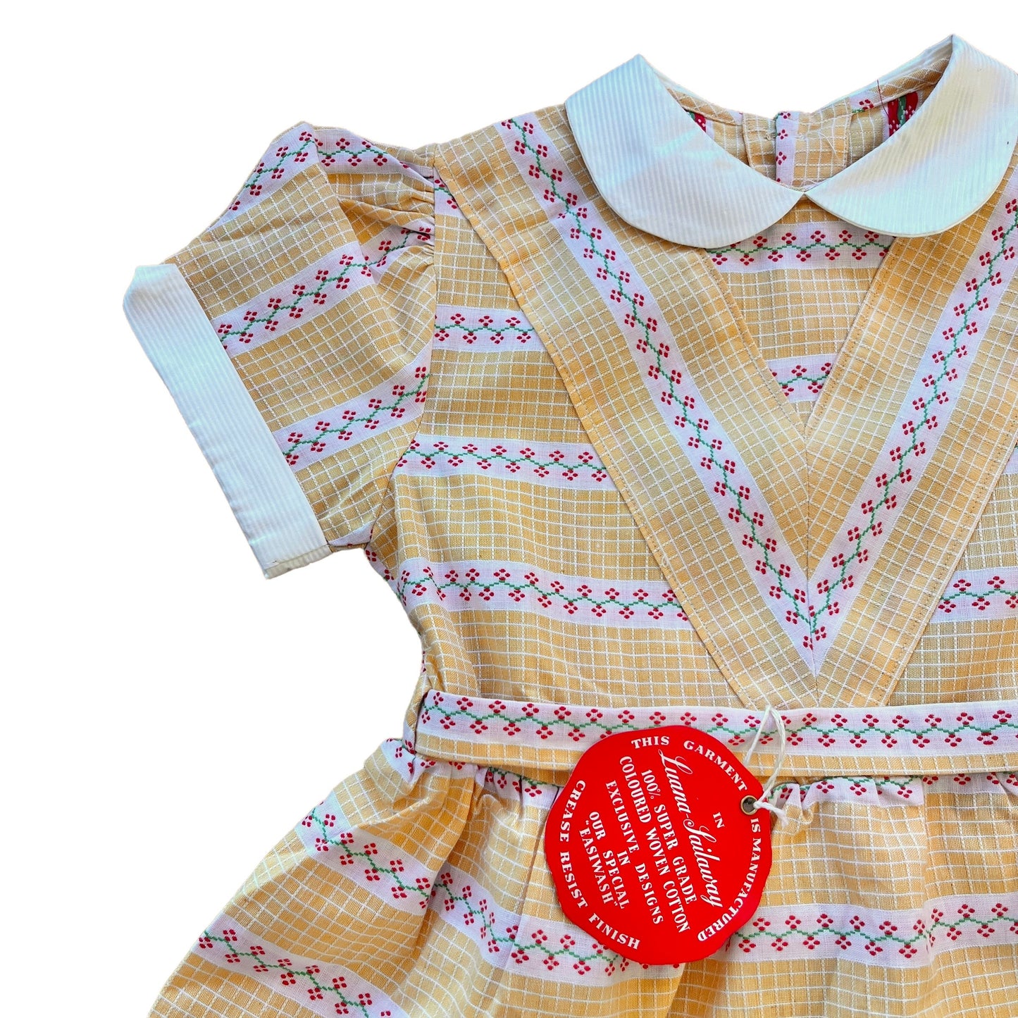Vintage 1950's Yellow Peter-Pan Collar Dress / 4-5Y