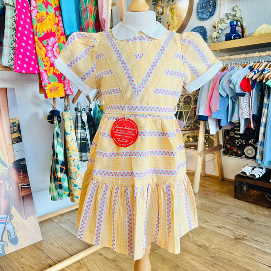 Vintage 1950's Yellow Peter-Pan Collar Dress / 4-5Y