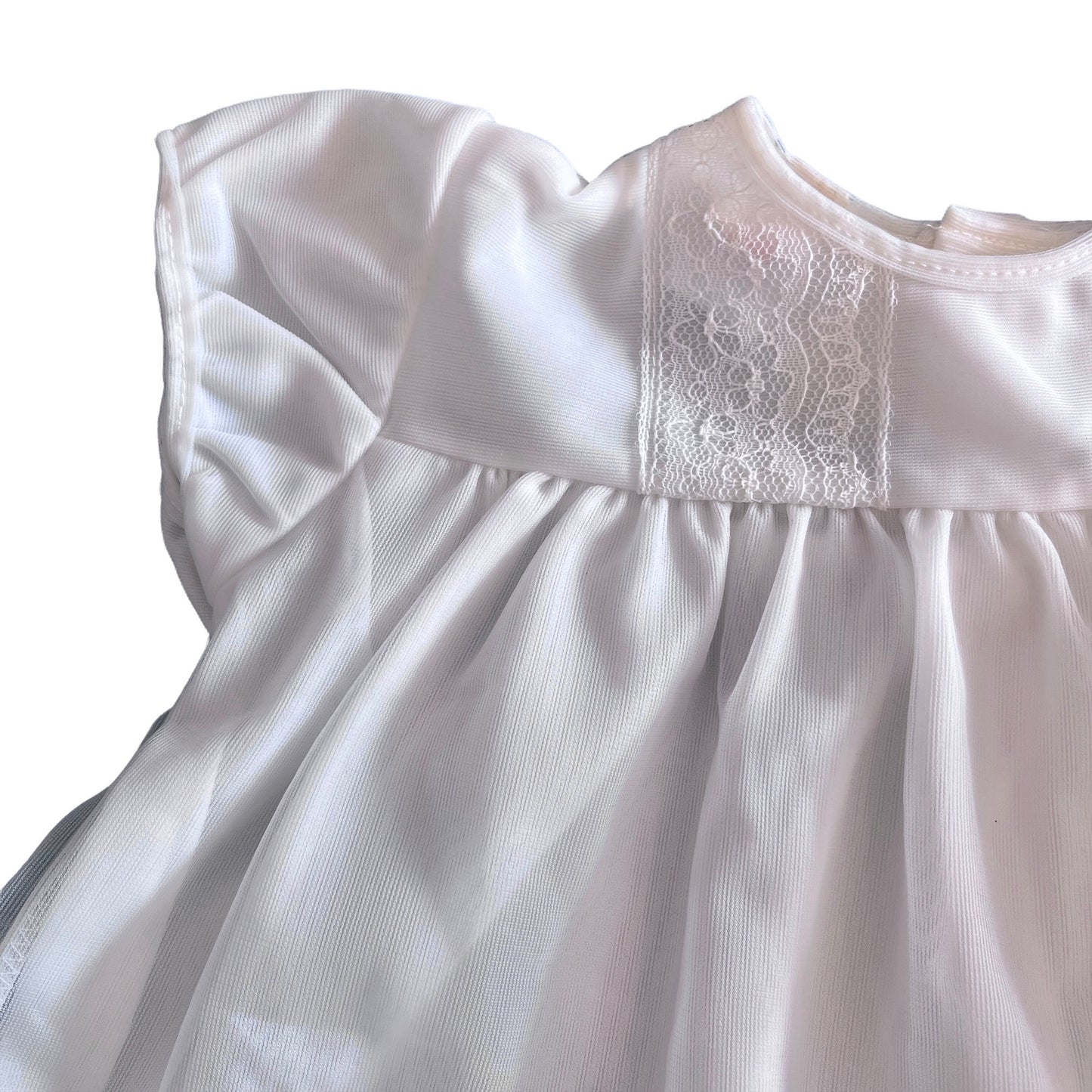 Vintage 1960's PERIDOT White Sheer / Ruffle  Dress / 6-9M