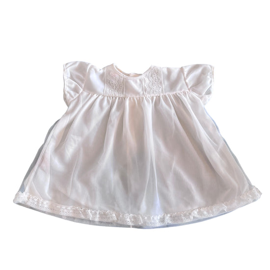 Vintage 1960's PERIDOT White Sheer / Ruffle  Dress / 6-9M