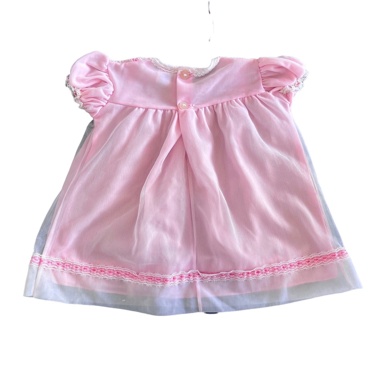 Vintage 1960's PERIDOT Pink Sheer / Ruffle  Dress / 6-9M