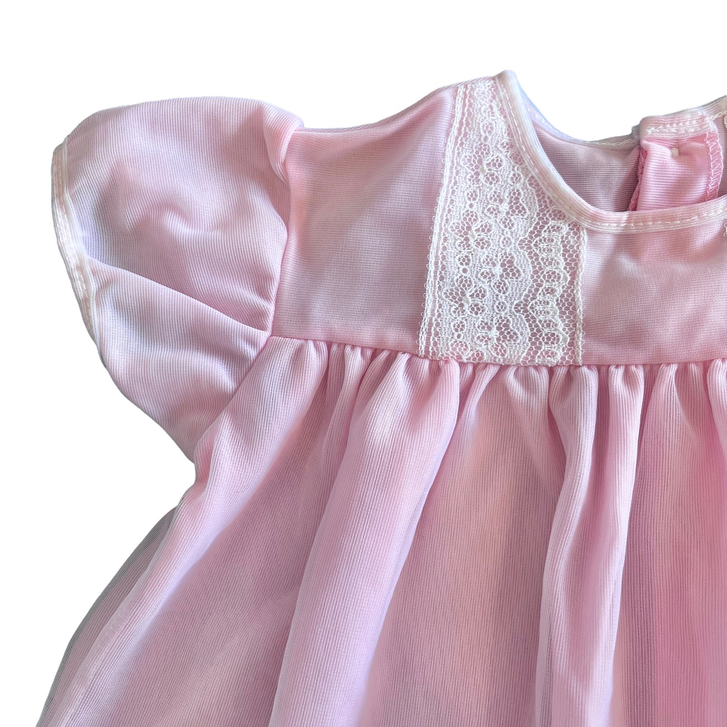 Vintage 1960's PERIDOT Pink Sheer / Ruffle  Dress / 6-9M