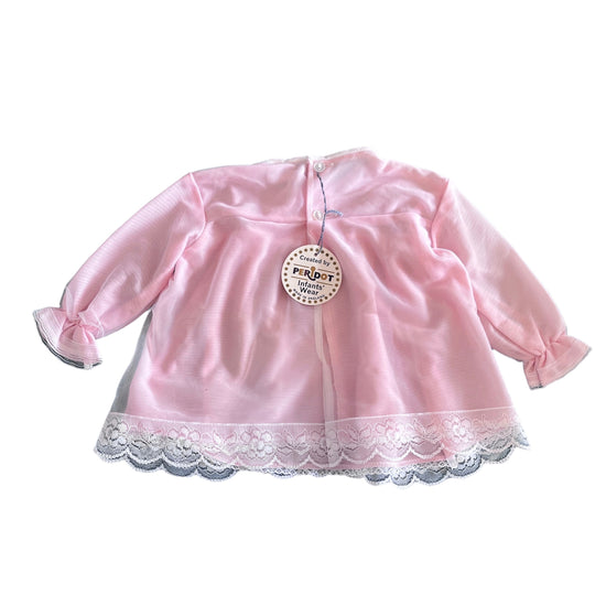 Vintage 1960's PERIDOT Pink Sheer / Ruffle  Dress / 6-9M