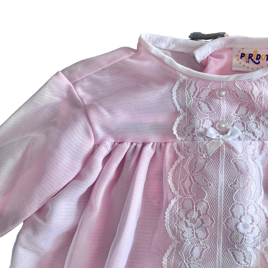 Vintage 1960's PERIDOT Pink Sheer / Ruffle  Dress / 6-9M