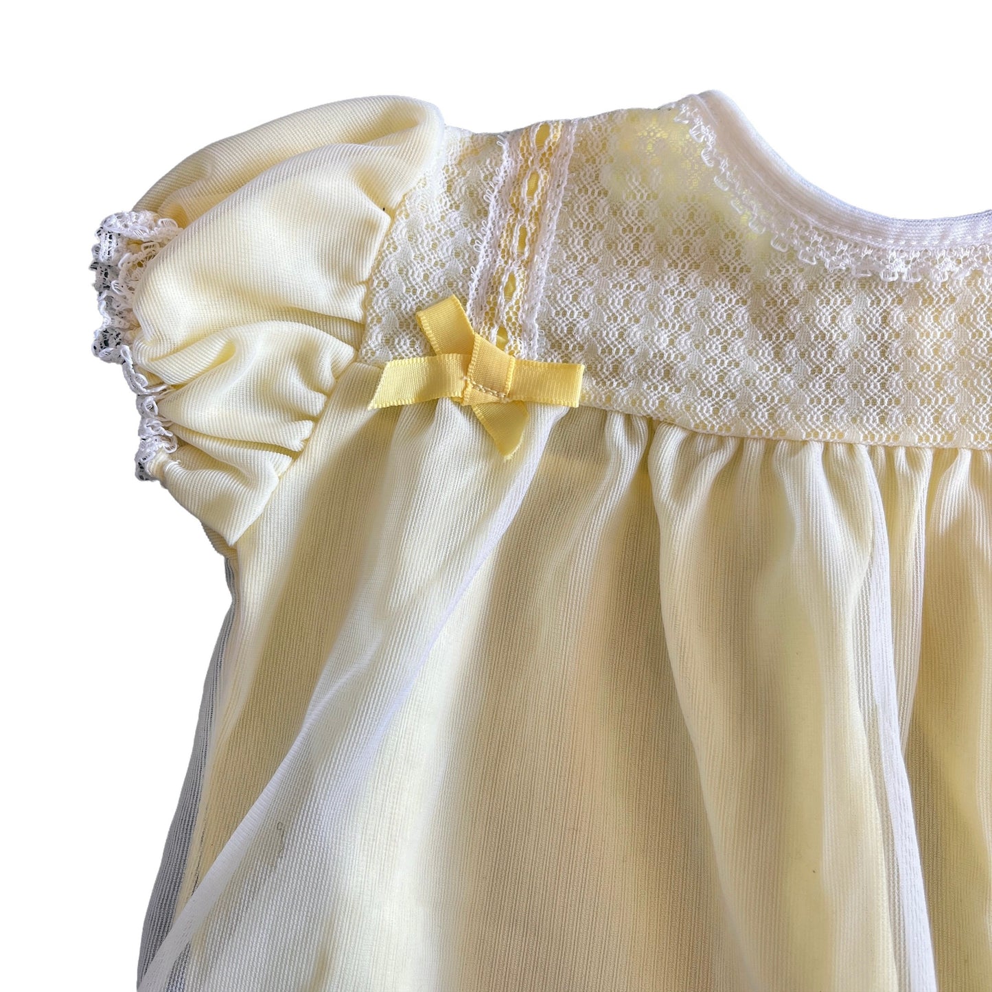 Vintage 1960's PERIDOT Yellow Sheer / Ruffle  Dress / 6-9M