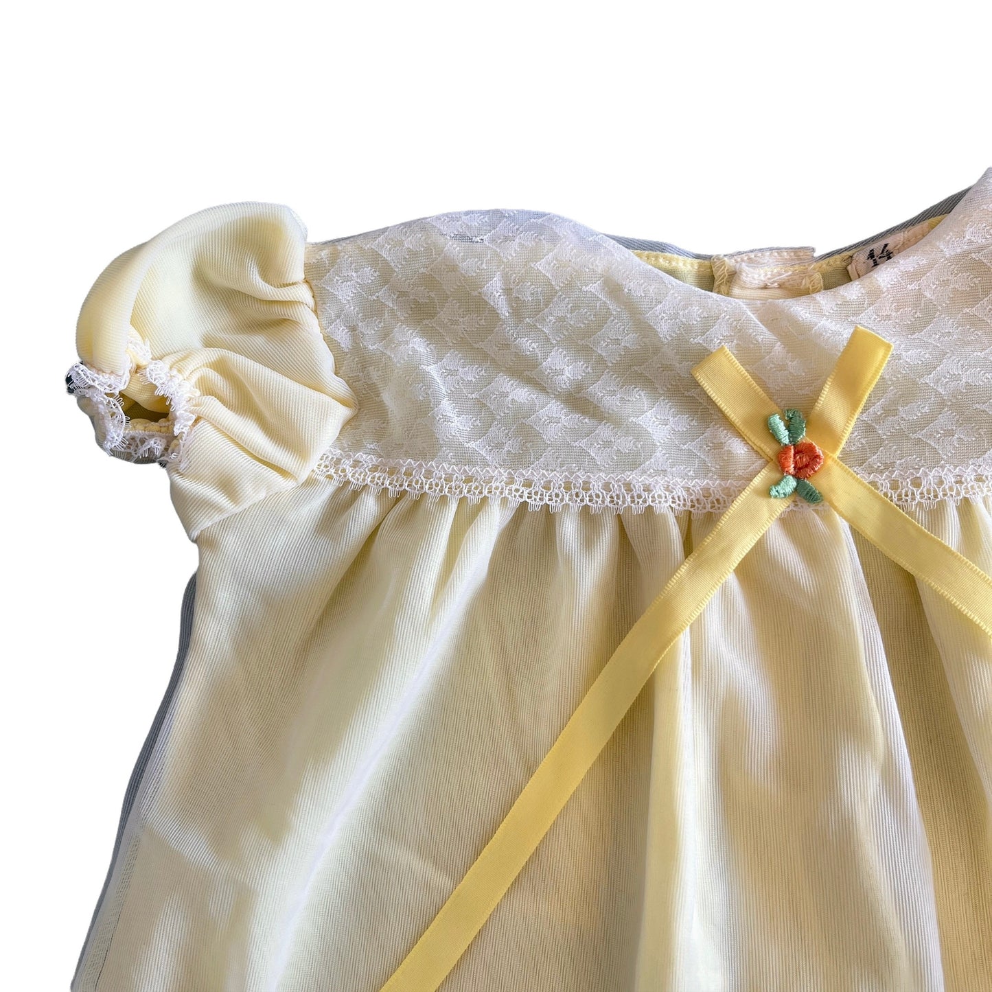Vintage 1960's PERIDOT Yellow Sheer / Ruffle  Dress / 6-9M