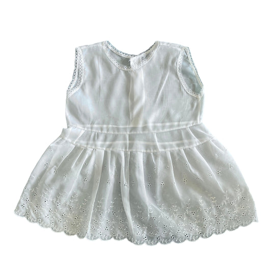 Vintage 1960's White Sheer Petticoat Dress / 6-9M