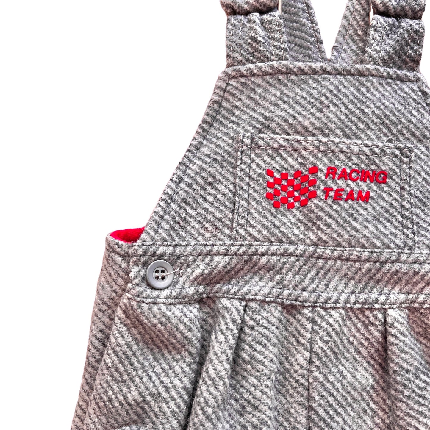 Vintage 1970s Grey / Red Dungarees 9-12 Months