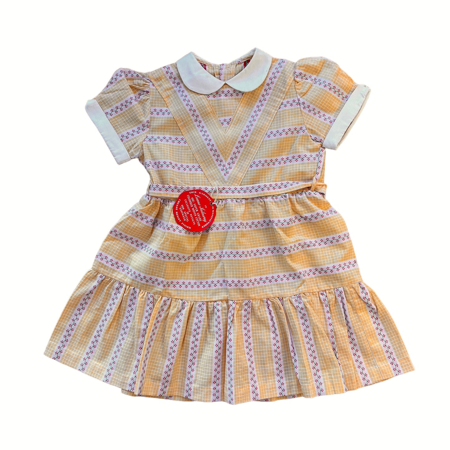 Vintage 1950's Yellow Peter-Pan Collar Dress / 4-5Y