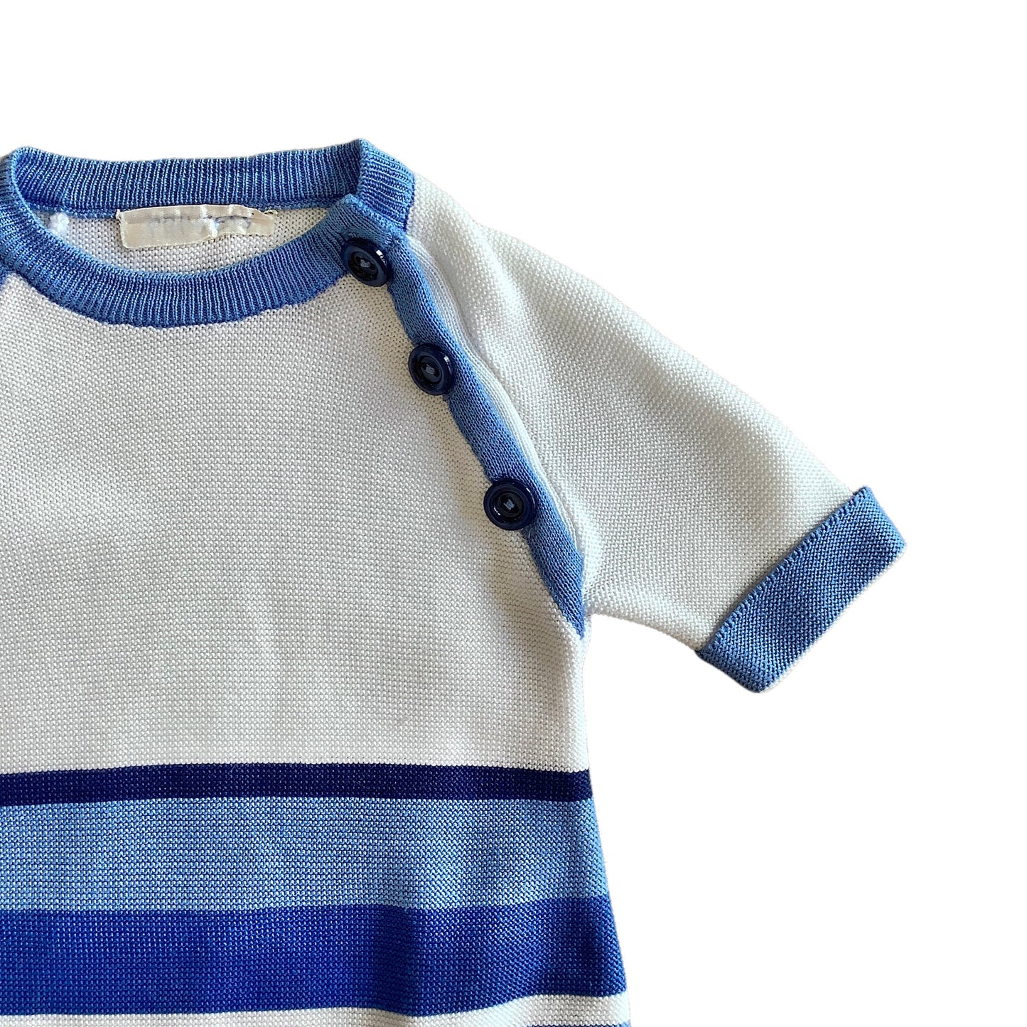 Vintage 70's Blue Knitted Striped  Dress 0-3 Months