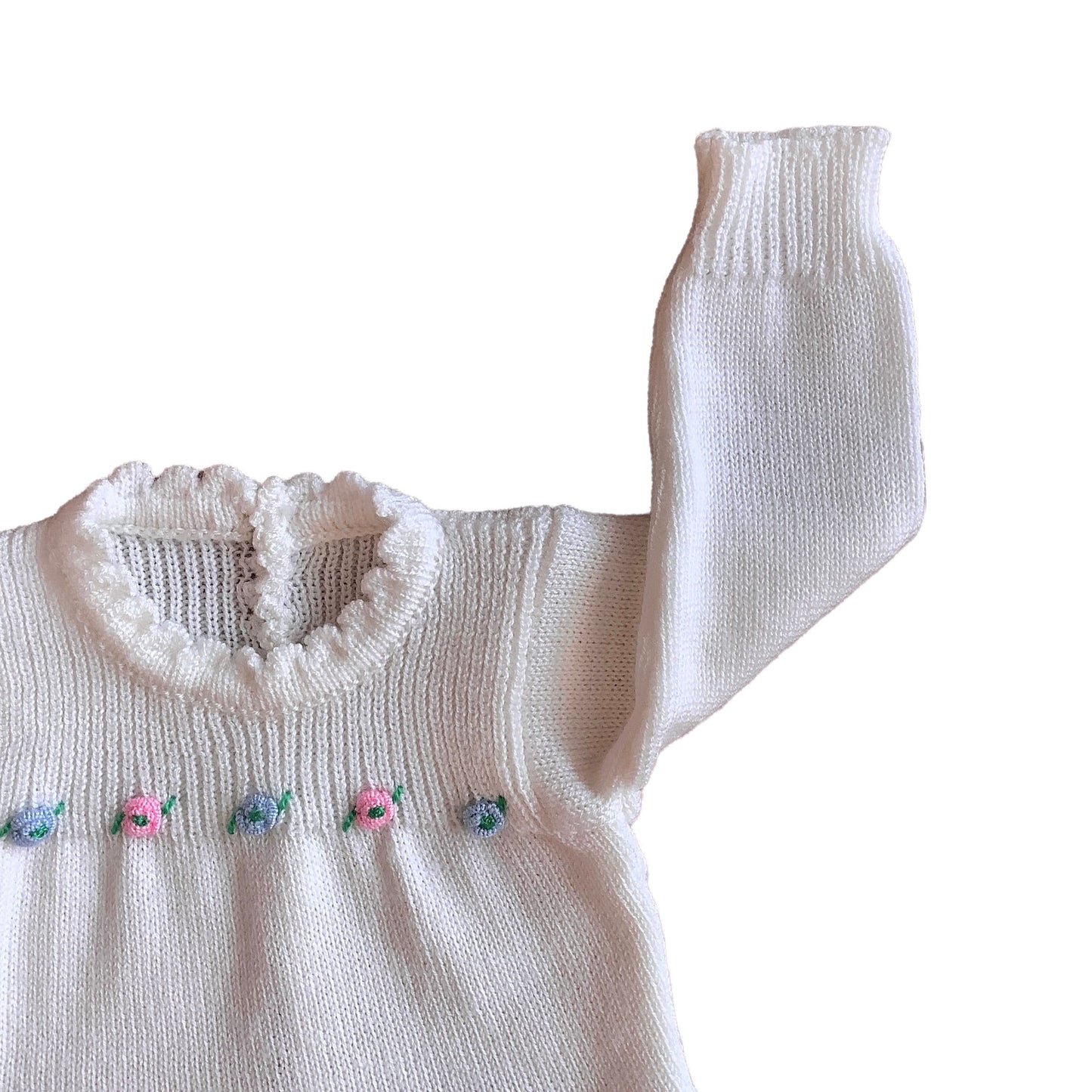 Vintage 70's White Knitted Jumper Newborn / 0-3 Months