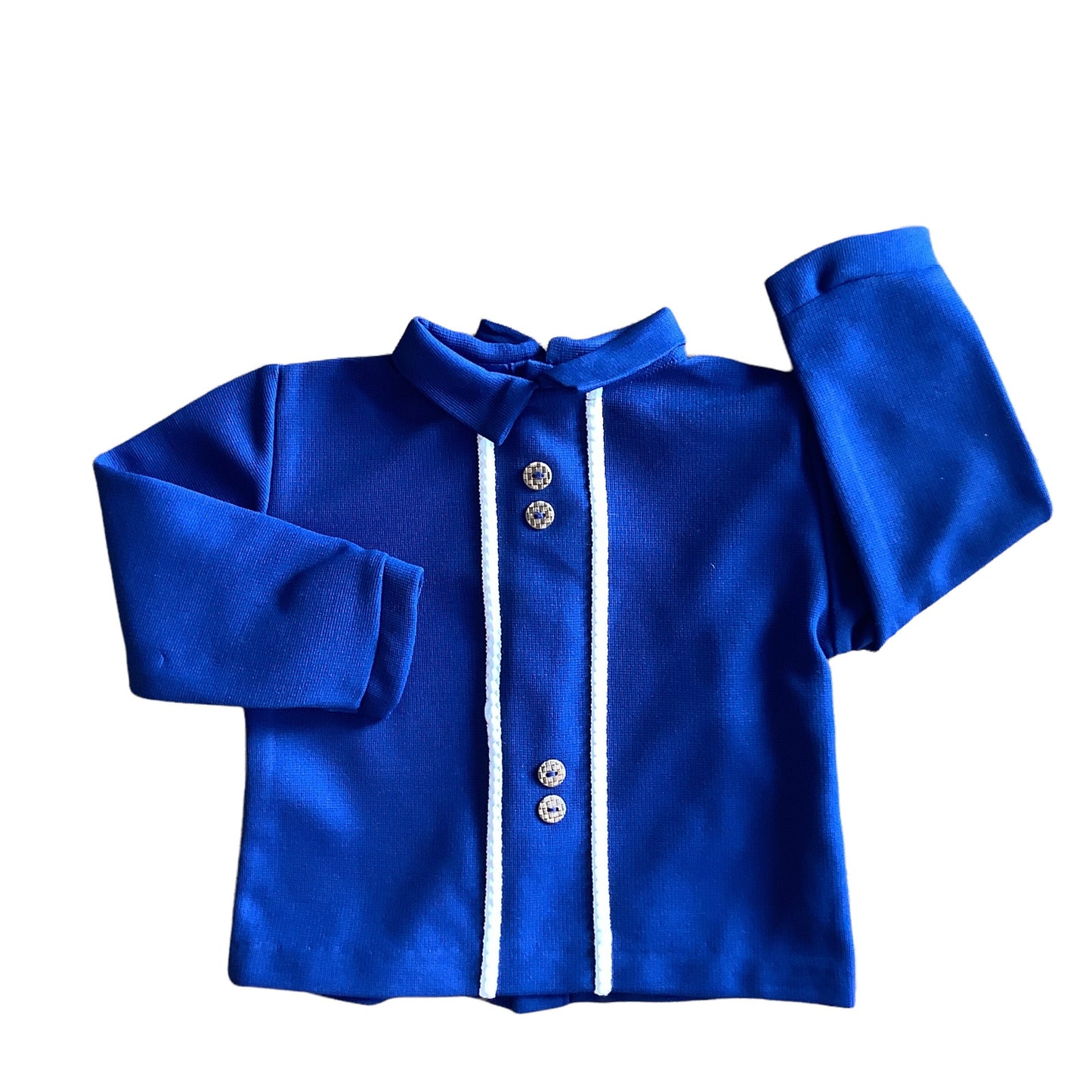 Vintage 1960s Blue Nylon Shirt / Top / 18-24M