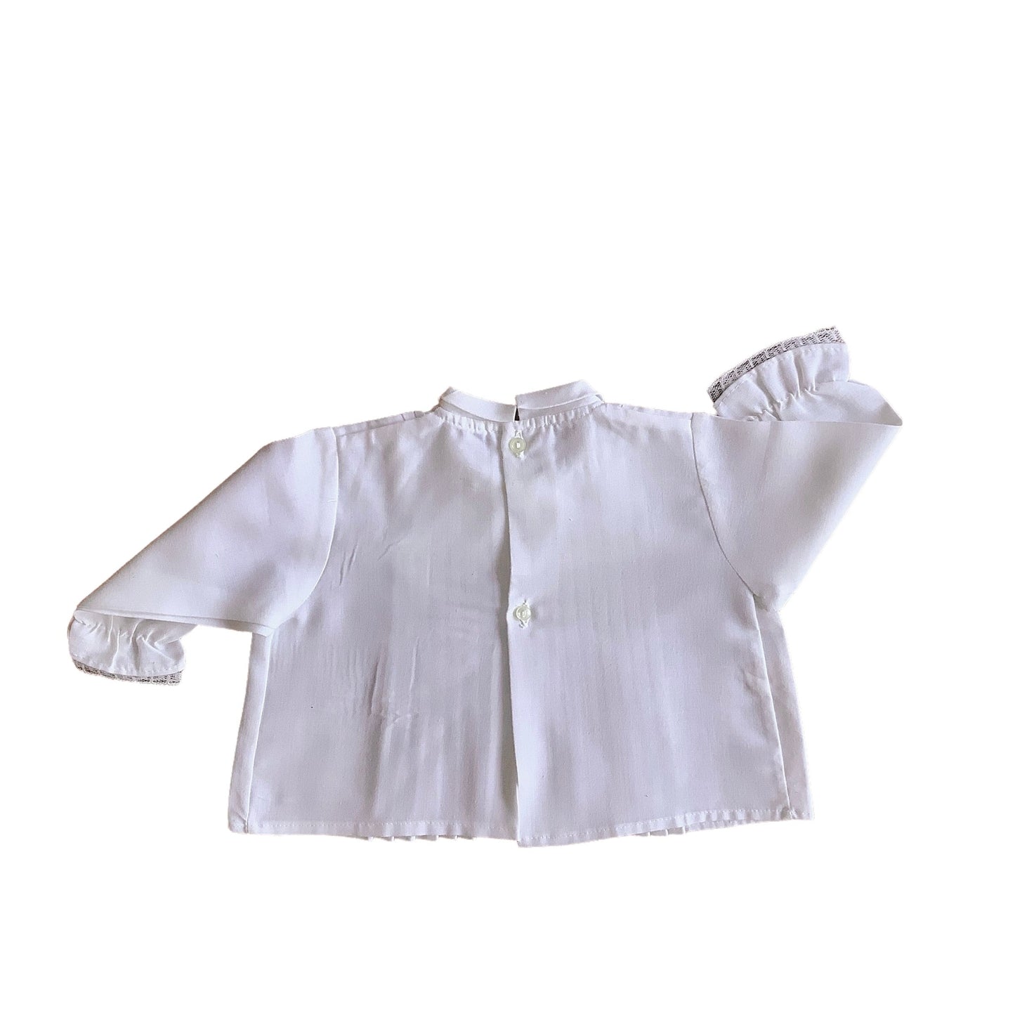 1960s White Pleated Baby  Shirt / 3-6 Months