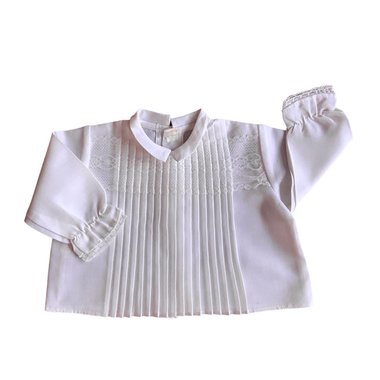 1960s White Pleated Baby  Shirt / 3-6 Months