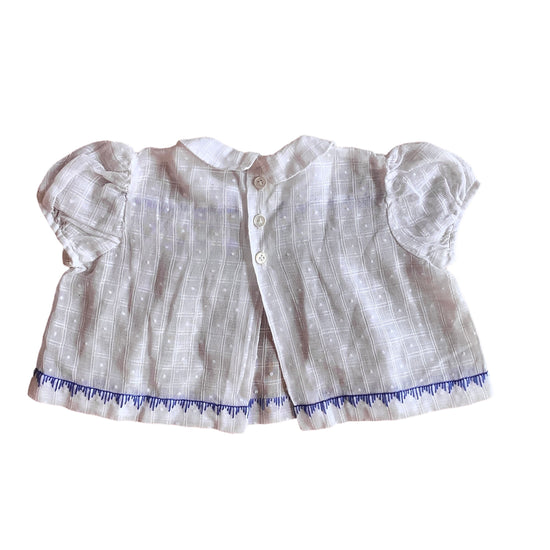 1960s Sheer White Pleated Baby  Top / 3-6 Months