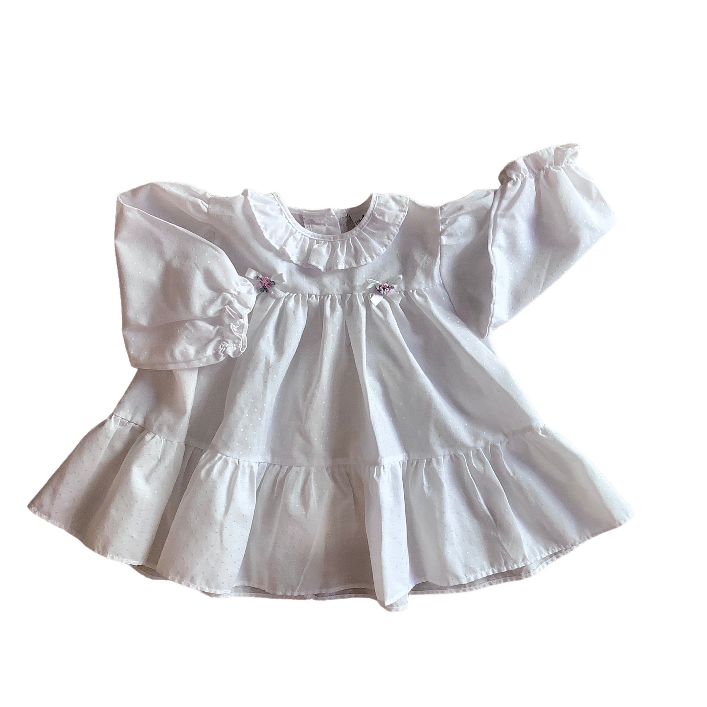 1980s Vintage Littlewoods White Ruffle Dress / 3-6 Months