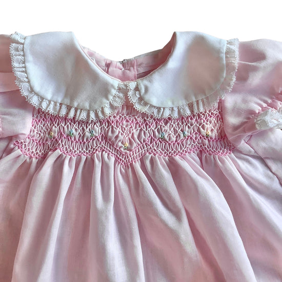 1980s Pink Smock Dress / 0-3 Months