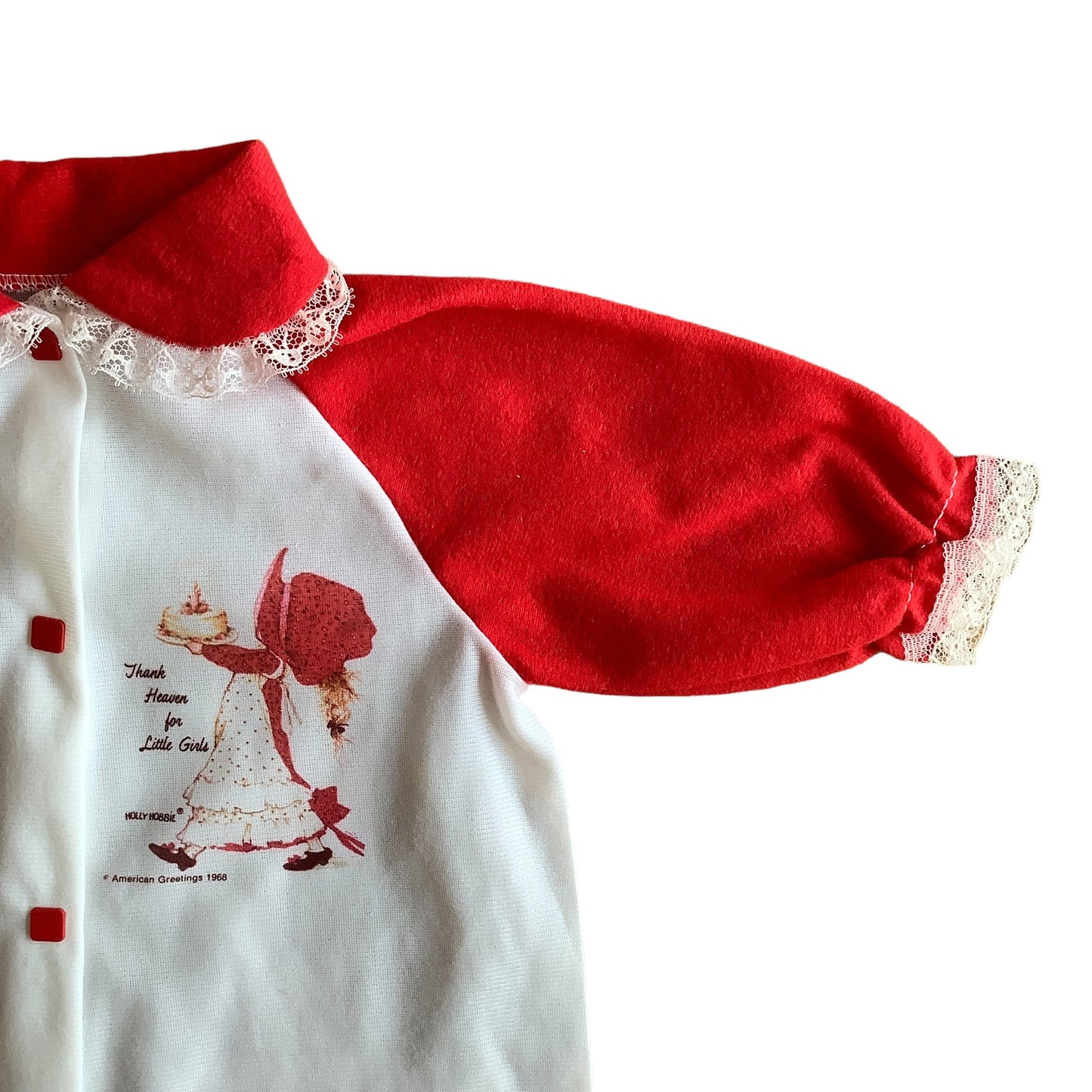 Vintage 70's Red / White Bodysuit / Footie / 0-3 Months