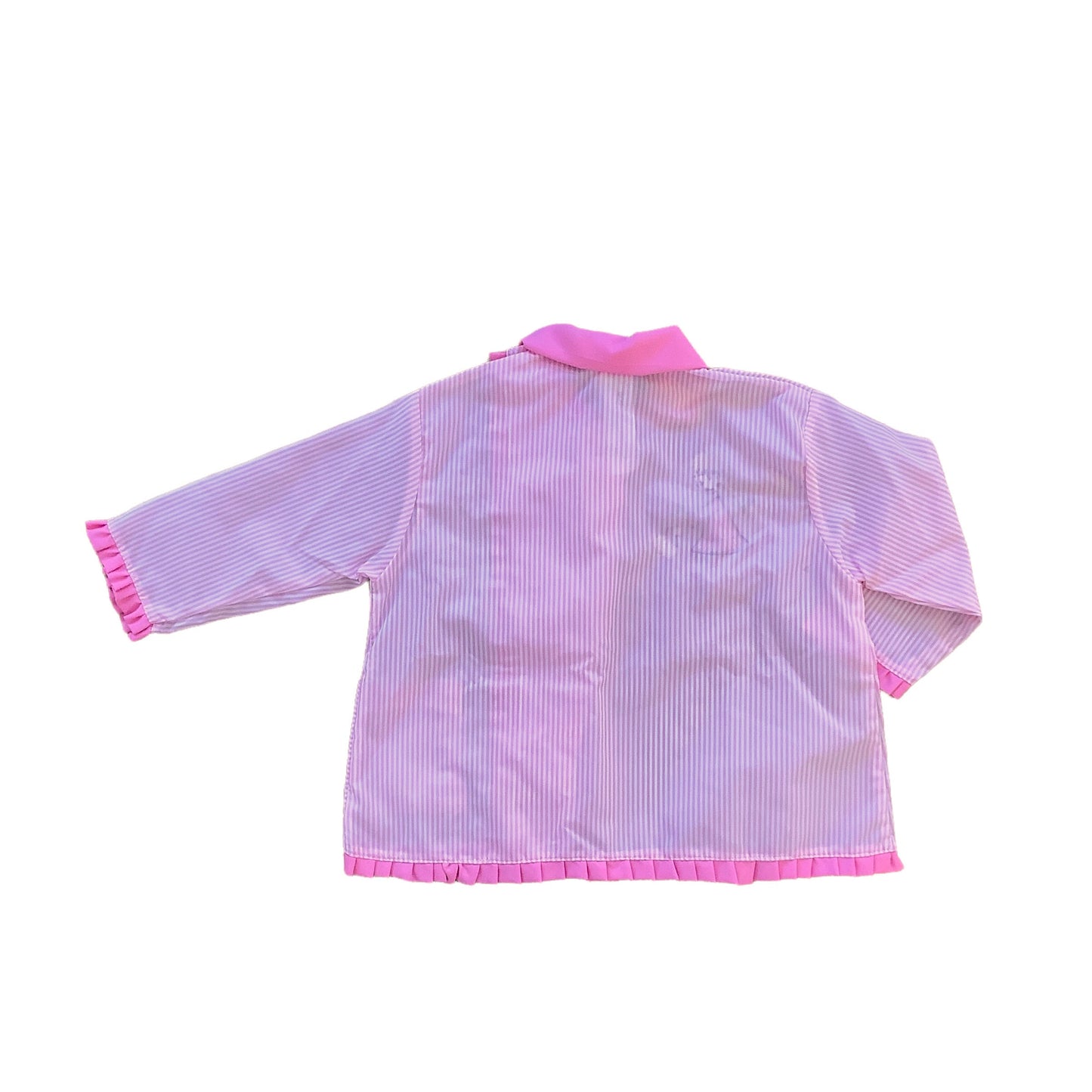 1960's Pink Striped Nylon Top / Bib / Blouse / 6-9M