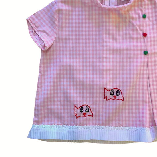 1960's Pink Gingham Top / Dress / 6-9M
