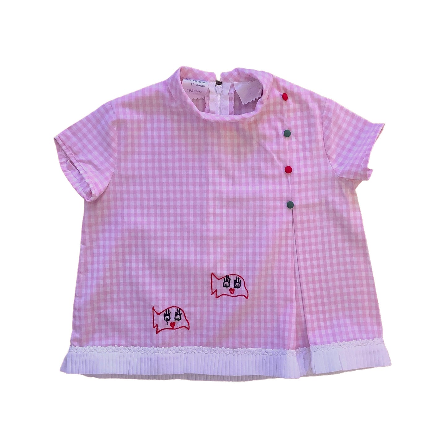 1960's Pink Gingham Top / Dress / 6-9M