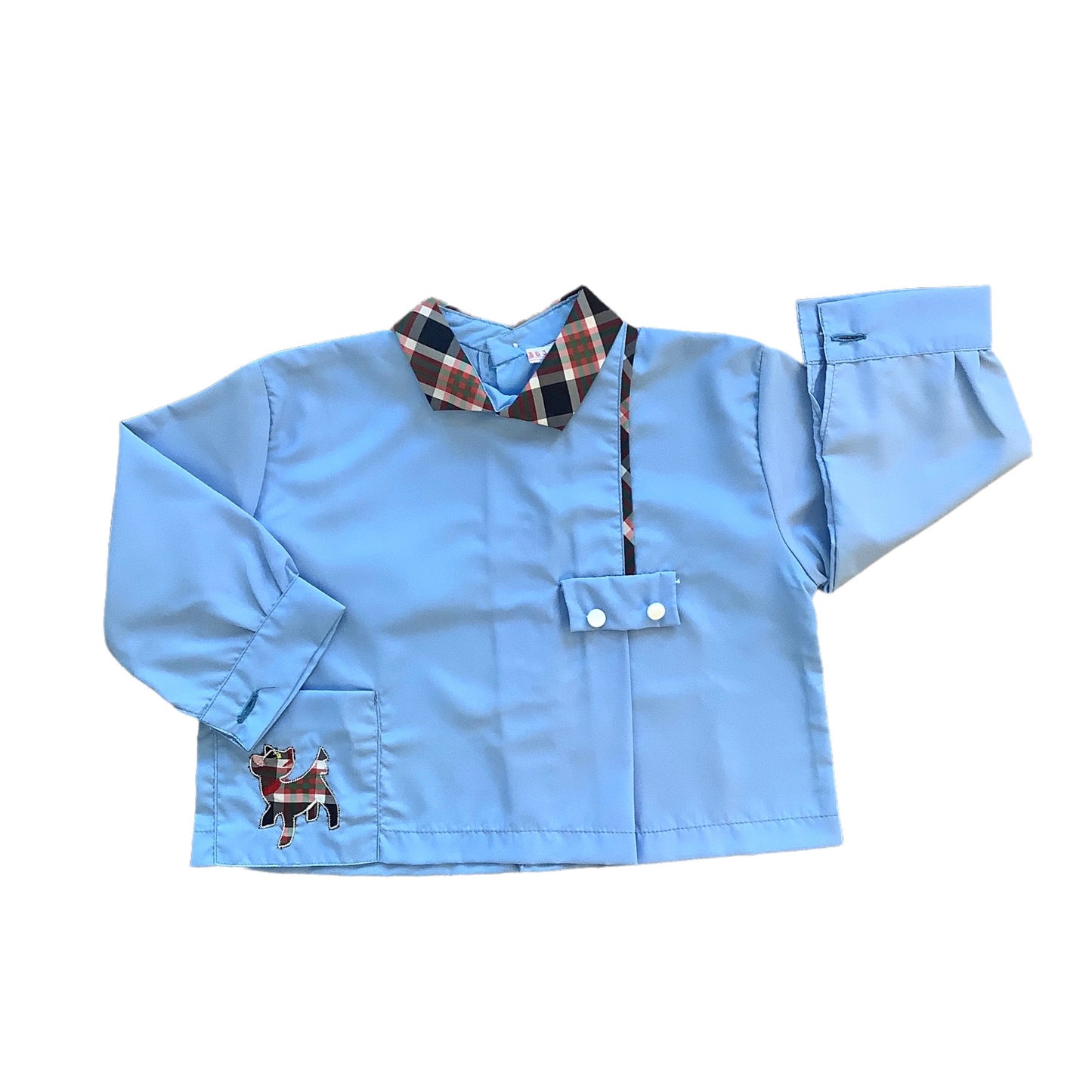 1960's Blue Nylon "Puppy" Top / Bib / Blouse / 9-12M