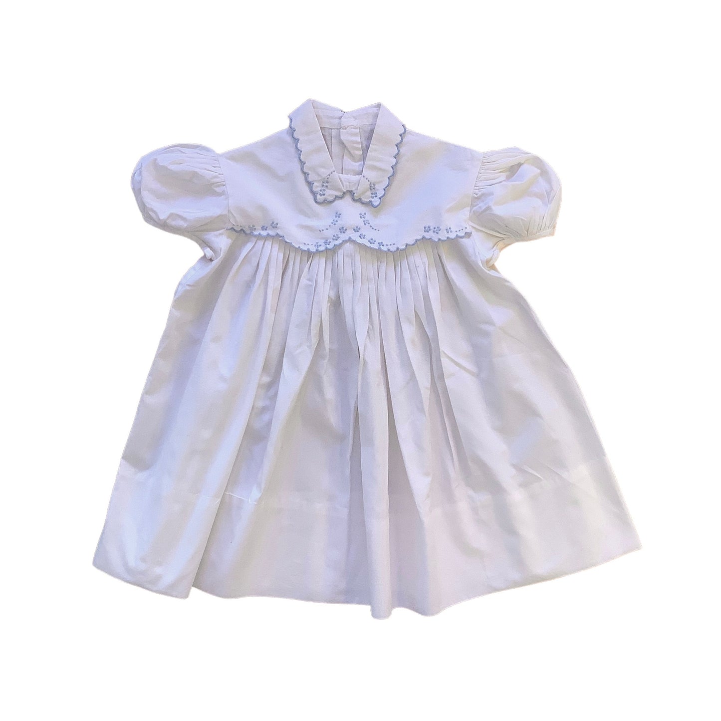 1960s  Delicately Embroidered White Cotton  Dress / 9-12 Months