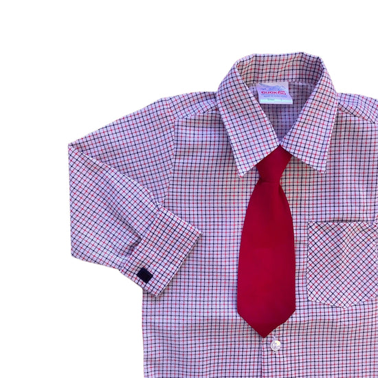 Load image into Gallery viewer, Vintage 1970&amp;#39;s Check Shirt + Tie / 9-12M
