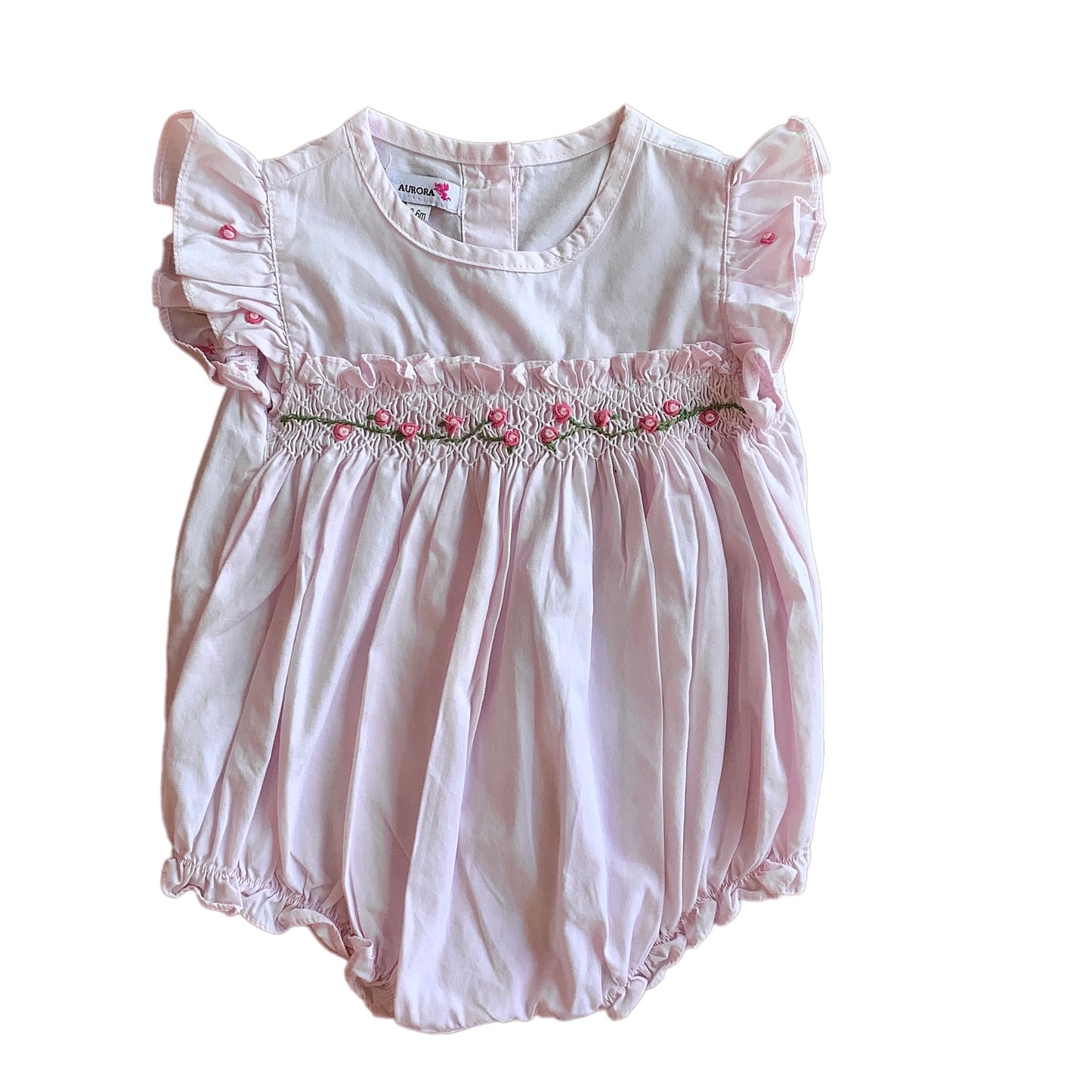 1980s Pink Smock Romper / 3-6 Months