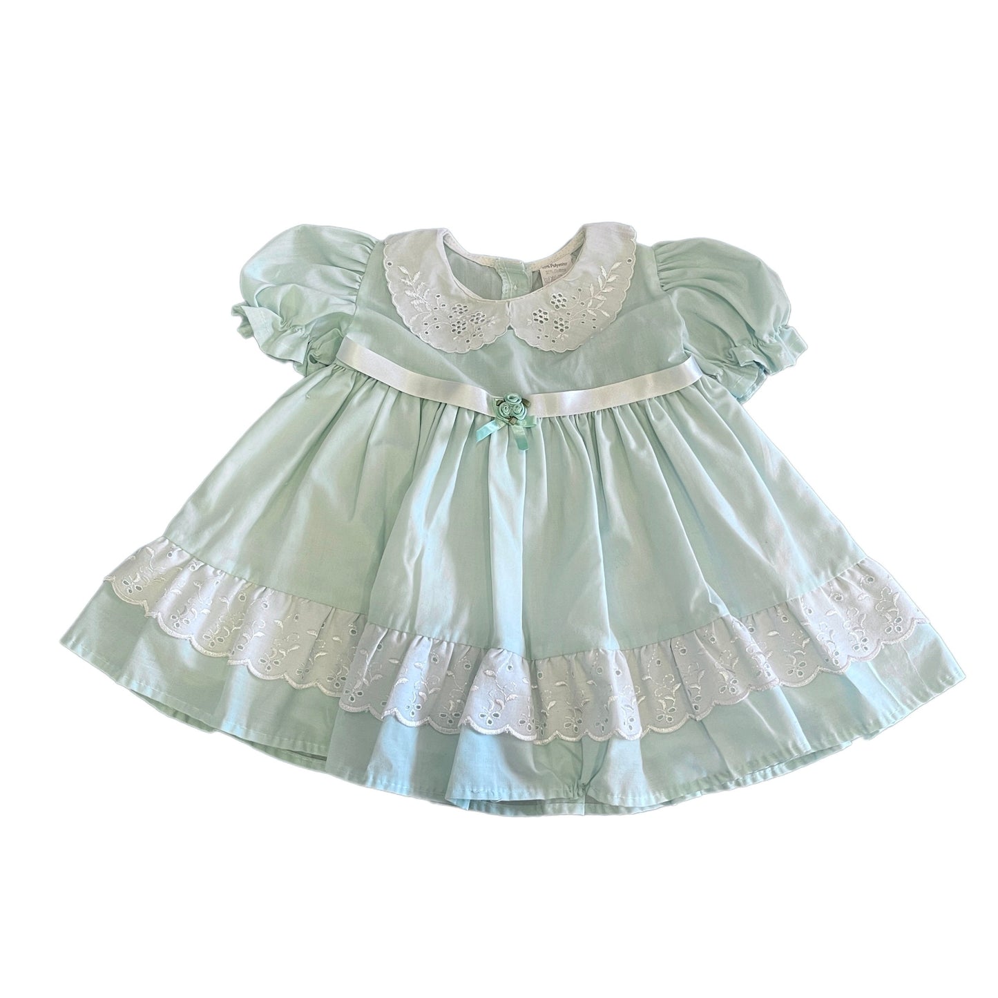 Vintage 1980s Light Green Ruffle Dress 6-9 Months