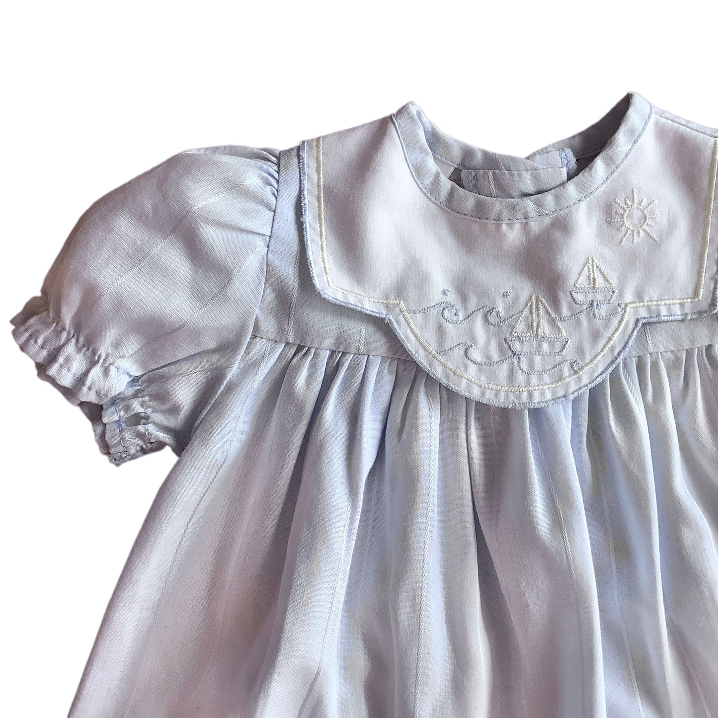 1980s Light Blue Nautical Dress / 0-3 Months