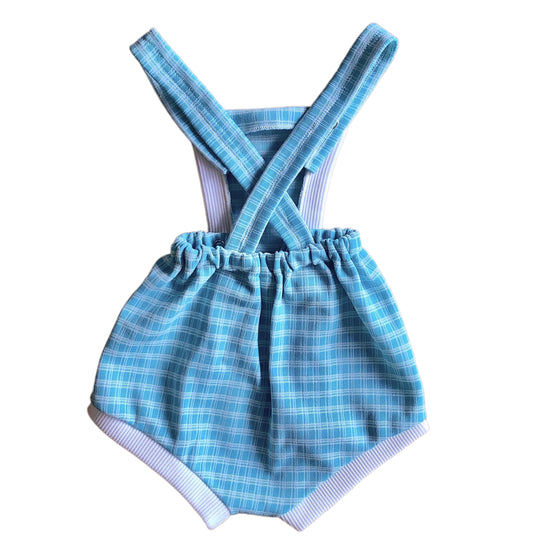 Load image into Gallery viewer, Vintage 1960s Blue / Check Romper / 9-12 Months
