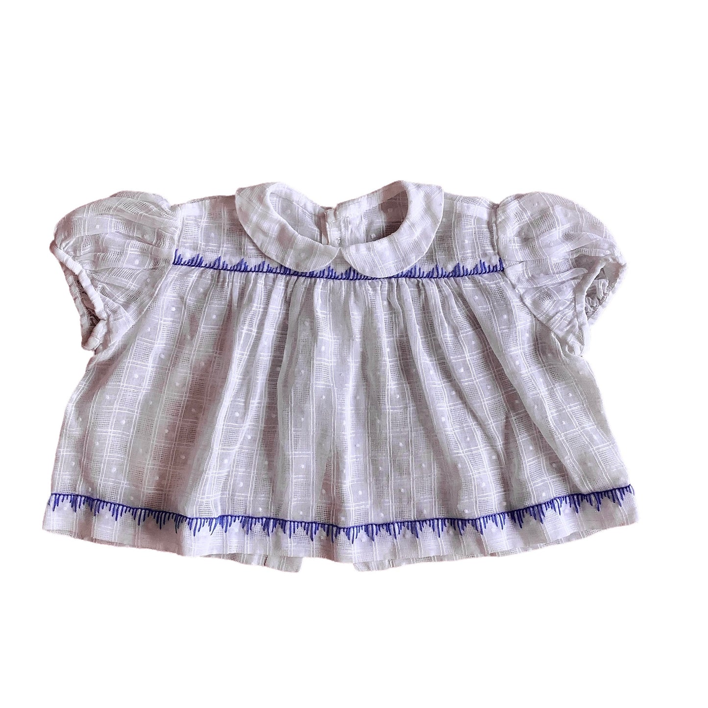 1960s Sheer White Pleated Baby  Top / 3-6 Months