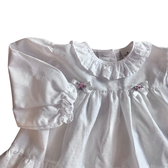 1980s Vintage Littlewoods White Ruffle Dress / 3-6 Months