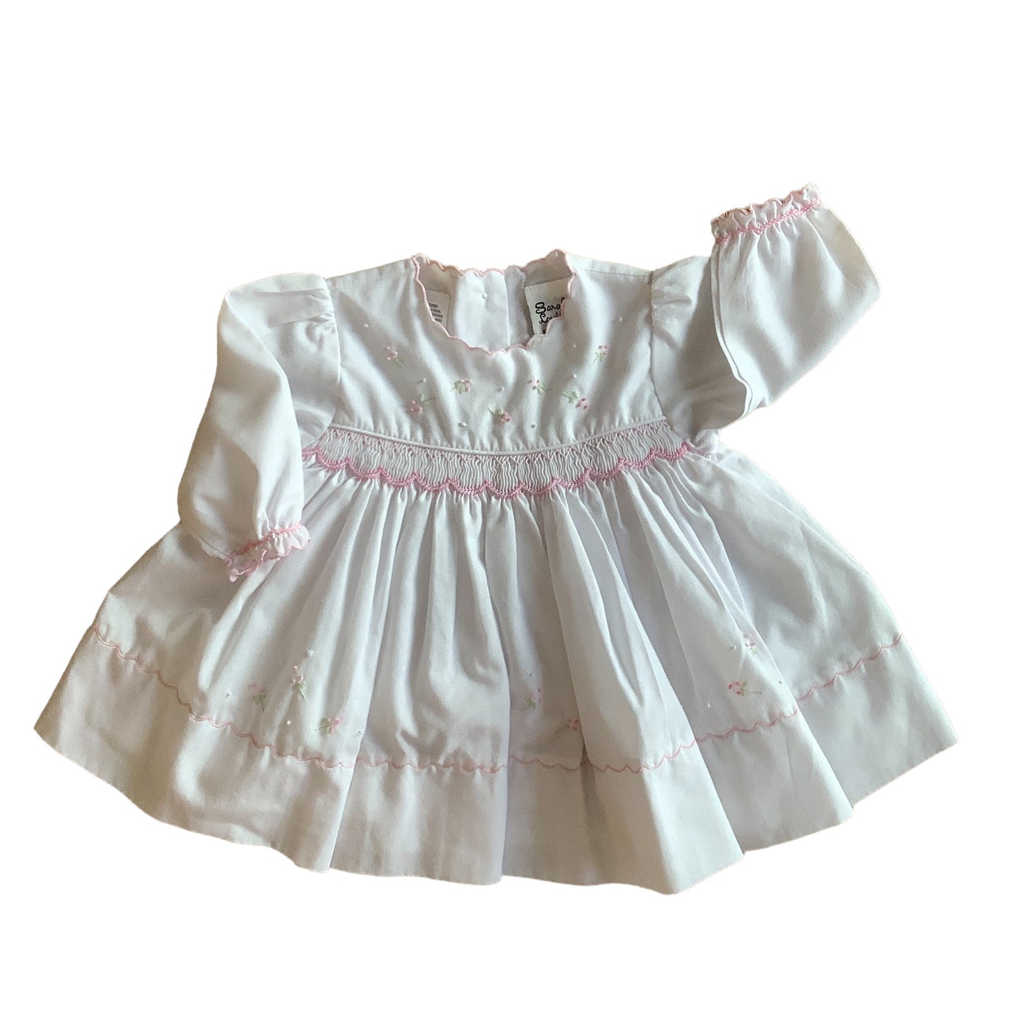 1980s White SARAH LOUISE  Smock Dress / 0-3 Months