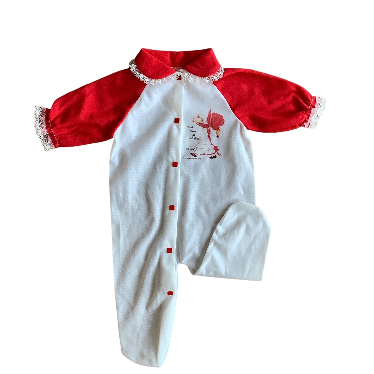 Vintage 70's Red / White Bodysuit / Footie / 0-3 Months