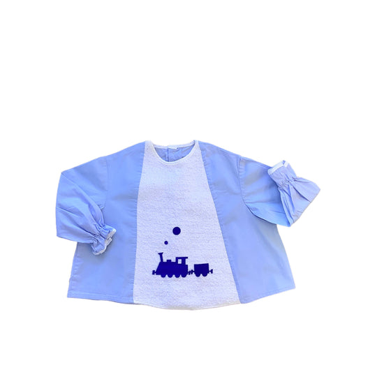 Vintage 60s Blue "Tchoo-tchoo" Top/Blouse  / 9-12 Months