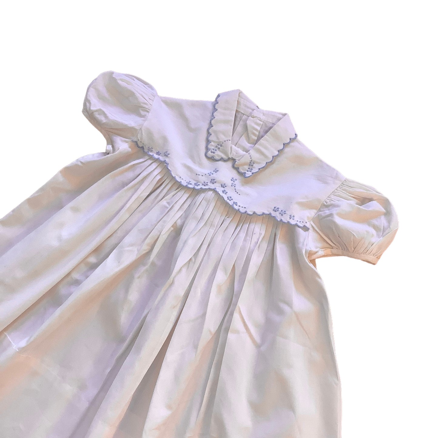 1960s  Delicately Embroidered White Cotton  Dress / 9-12 Months