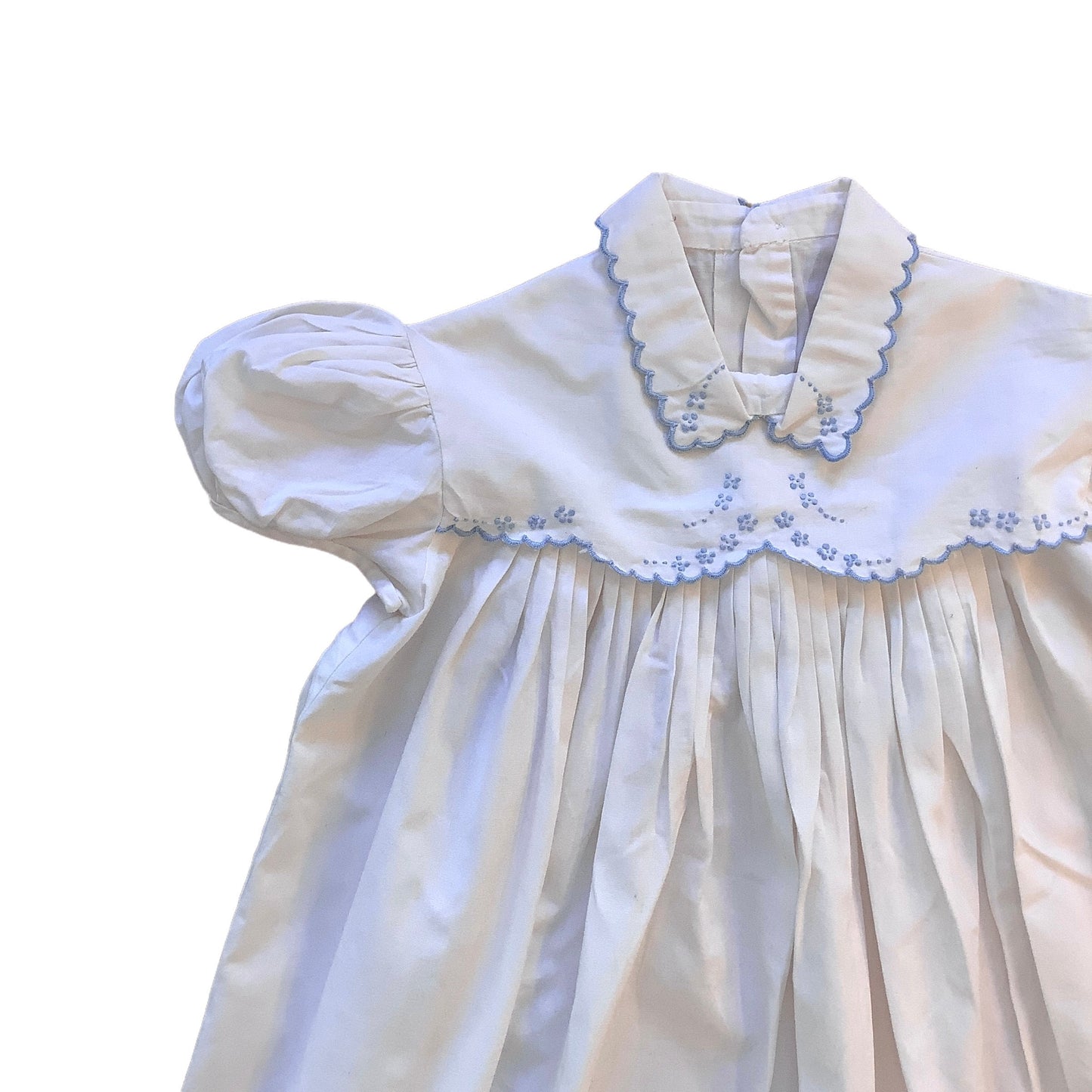 1960s  Delicately Embroidered White Cotton  Dress / 9-12 Months