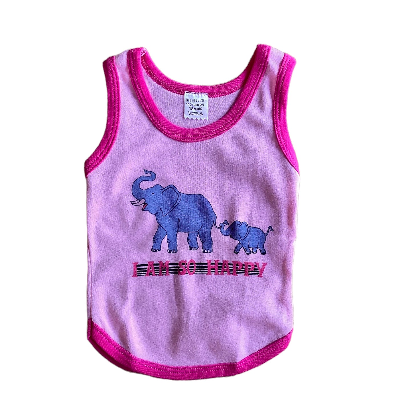 Vintage 80's "So happy" Pink  Tank / Top / 12-18M